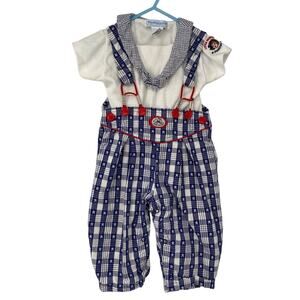 Vintage OshKosh B'Gosh 6-9 mos Vestbak Little Skipper Jumpsuit Red White‎ Blue